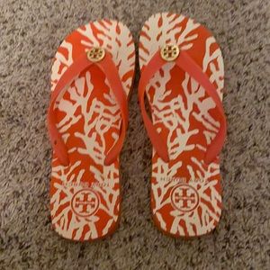 Tory Burch orange flip flops